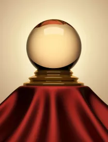 Crystal ball, predicting business growth.