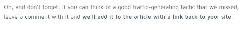 Comment on missed traffic tactic.