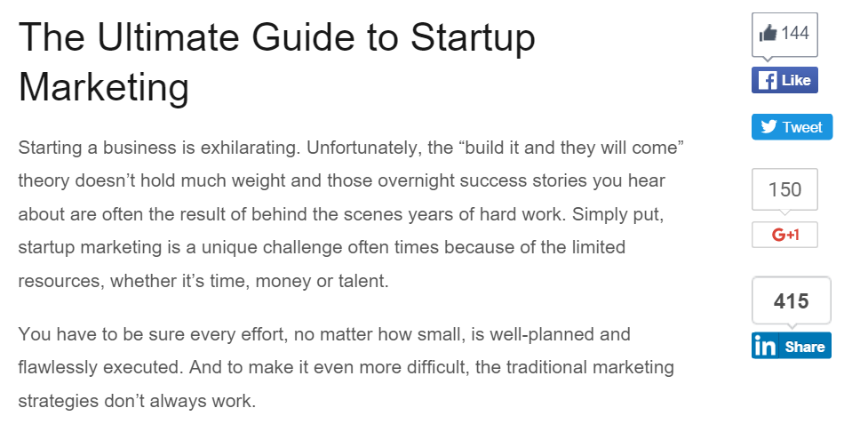 Startup marketing guide, long-form blog post.