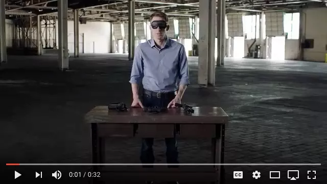 Man blindfolded, pattern interrupt.