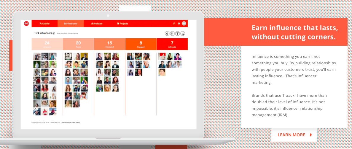 Influencer marketing tool Traackr.