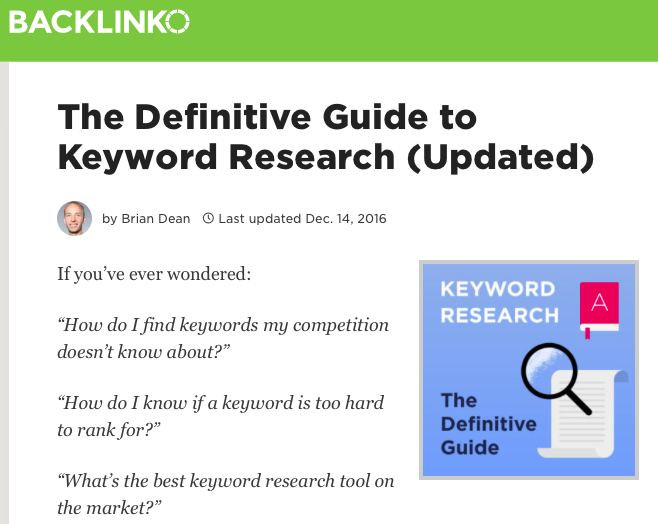 Keyword research guide by Brian Dean.
