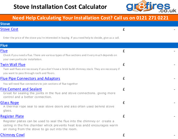 Stove installation cost calculator.