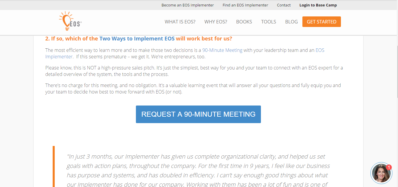 90-minute meeting request button.