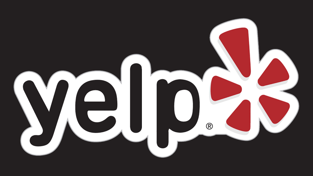 Yelp logo, business reviews.