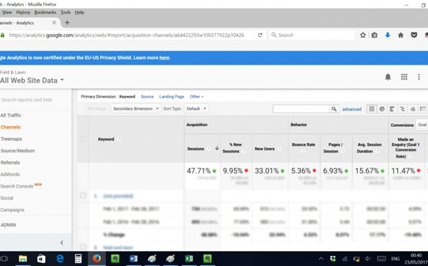 Google Analytics website data.