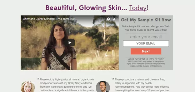 Skincare sample kit, free with email.