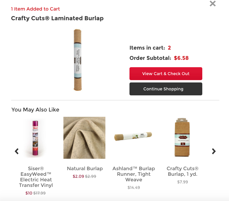 Recommended related crafting supplies.