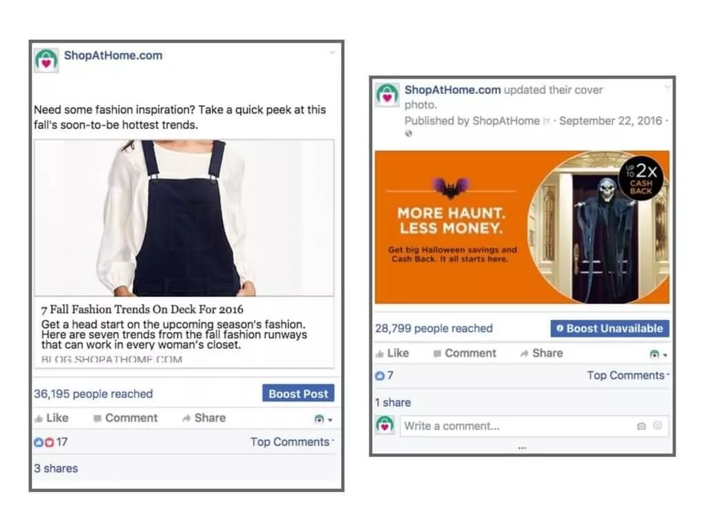 ShopAtHome Facebook ad, fall fashion.