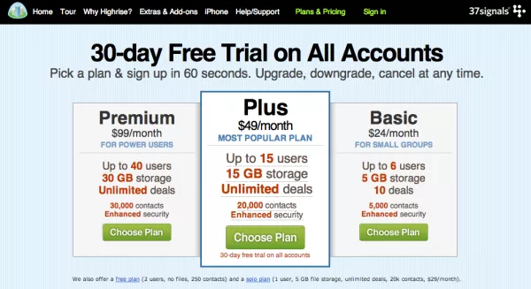 3 subscription plans, prices shown.