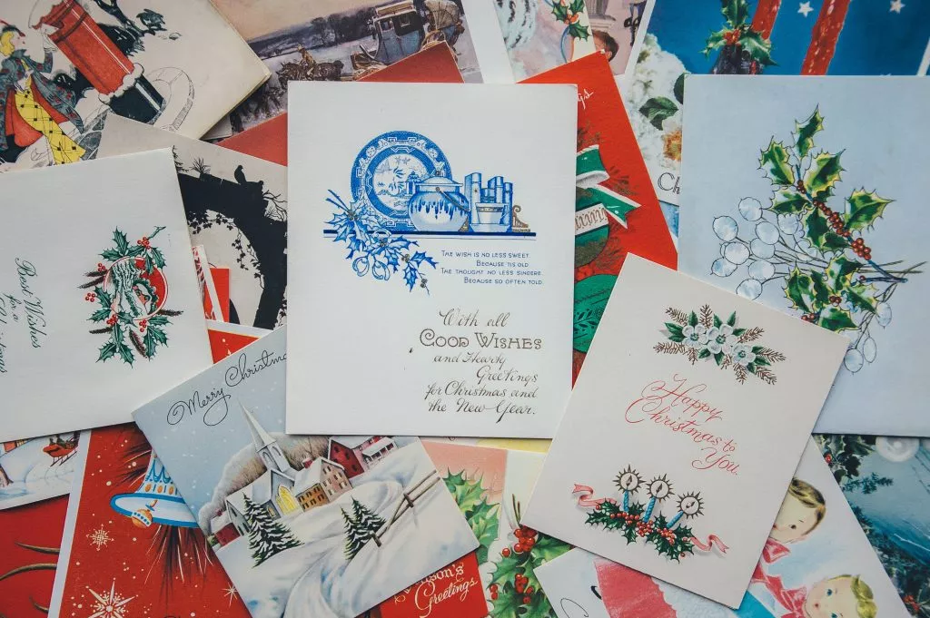 Vintage Christmas cards, reciprocity study.