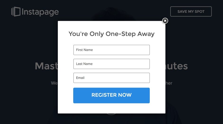 Newsletter signup pop-up form.