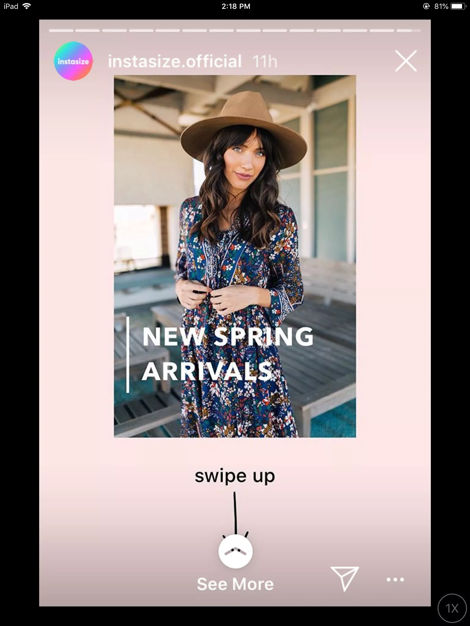 Instagram story; new spring arrivals.