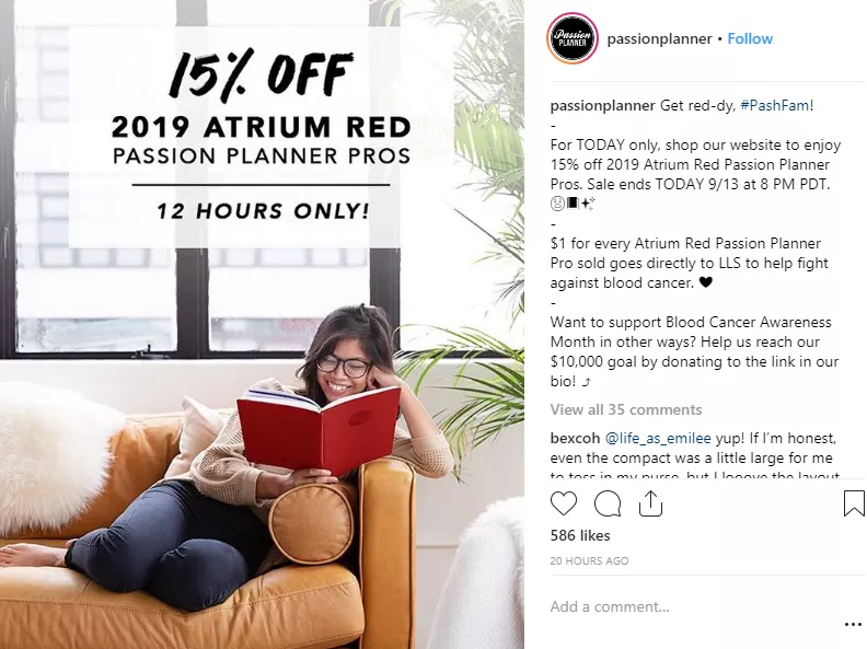 15% off planners, 12 hours only.