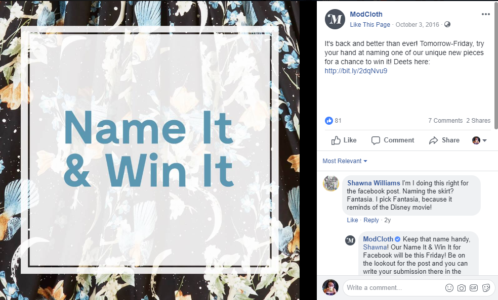 ModCloth contest: name item & win.