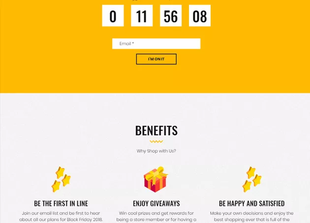 Black Friday countdown, benefits, signup.