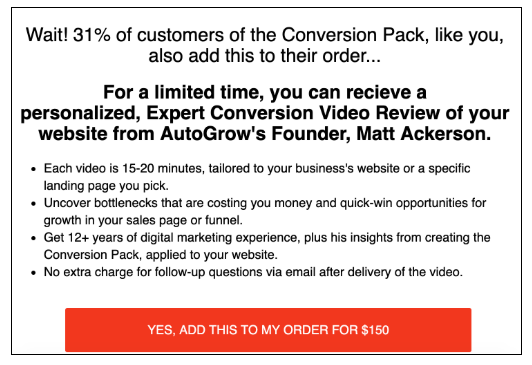 31% add-on, expert conversion video.
