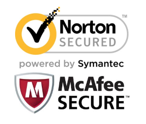 Norton, McAfee, and Symantec security logos.