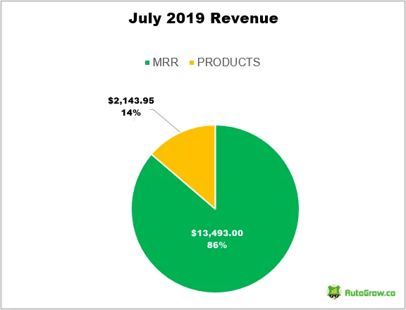 July 2019 revenue pie chart.
