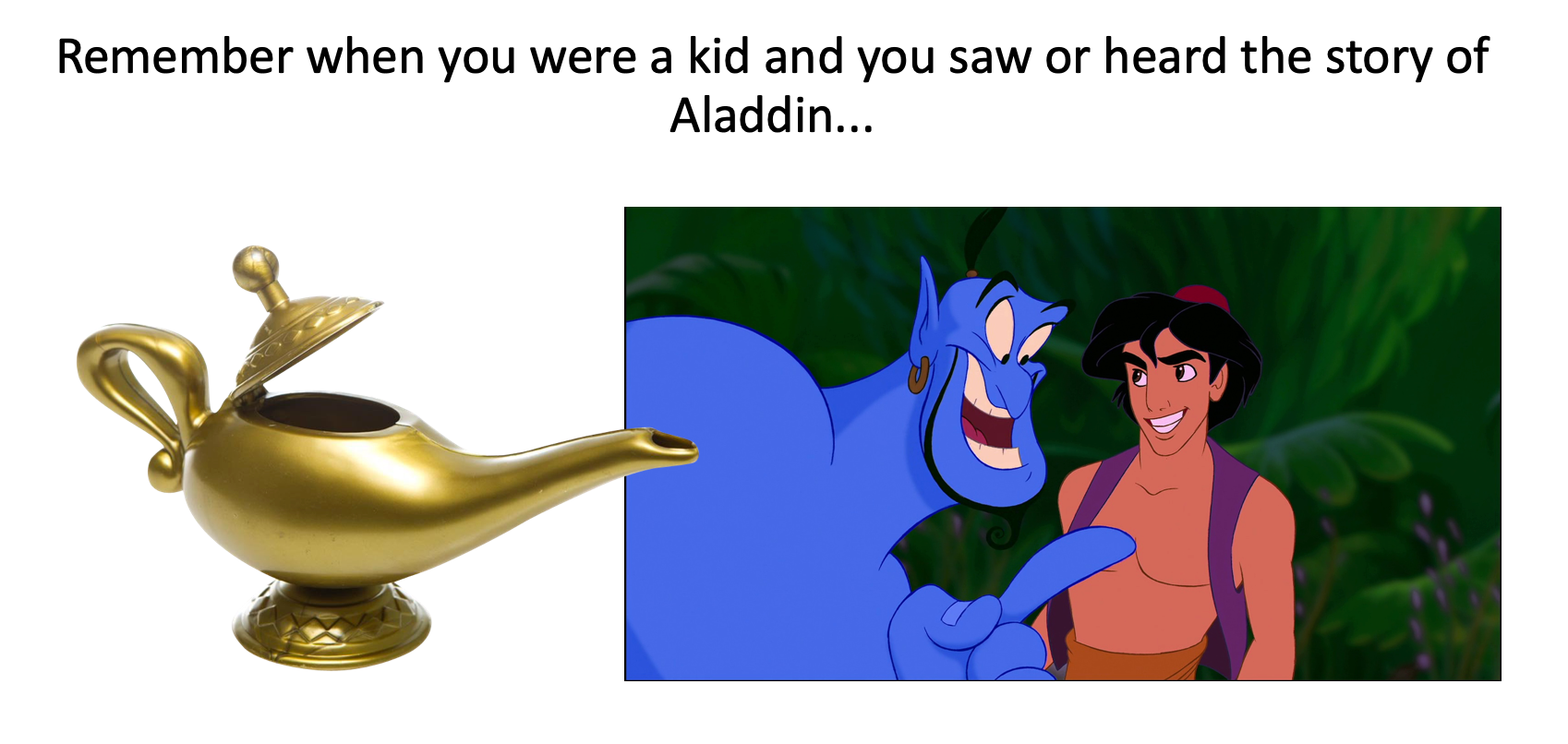 Aladdin's magic lamp, instant marketing.