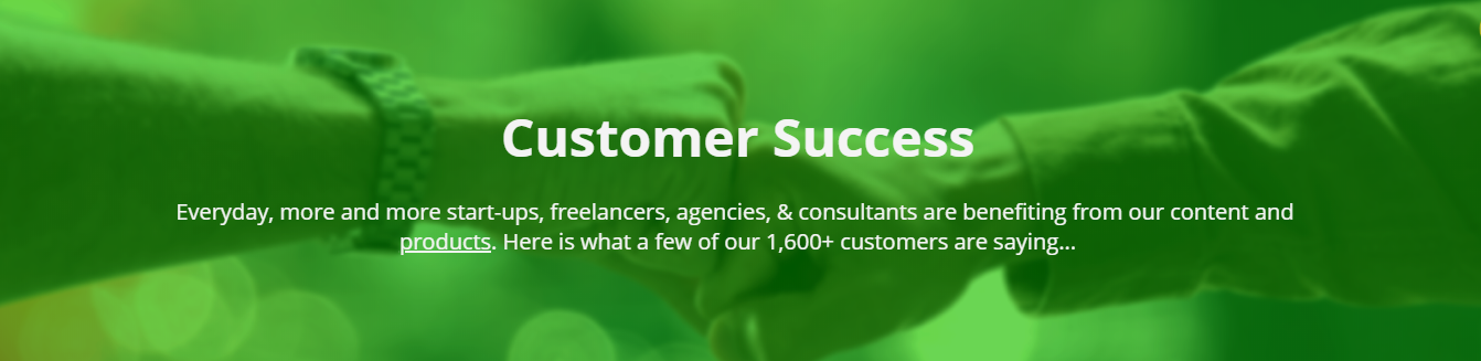 Customer success, many happy clients.