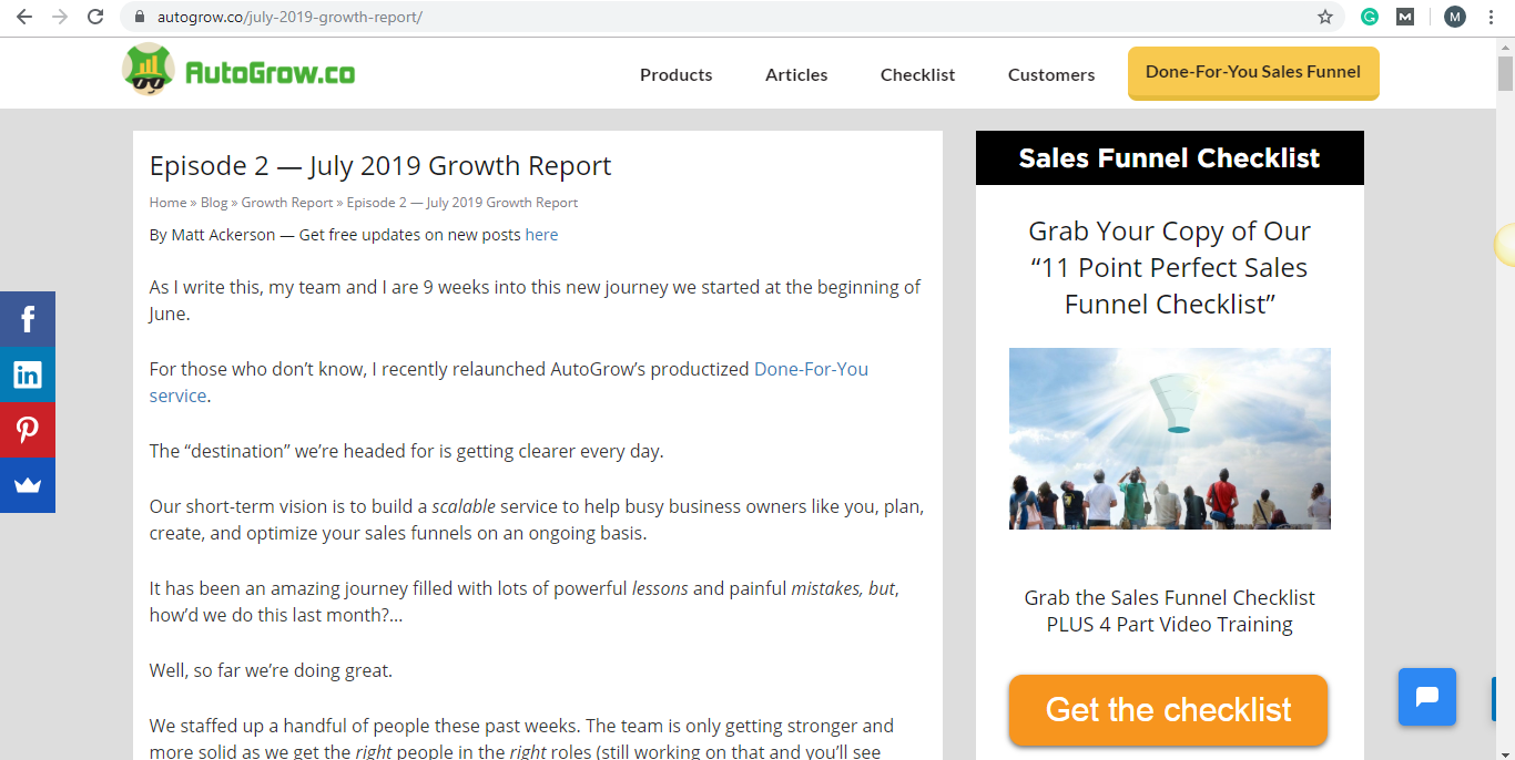 Sales funnel checklist image.
