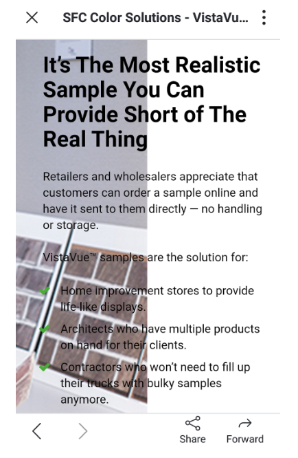 Online samples, realistic displays.