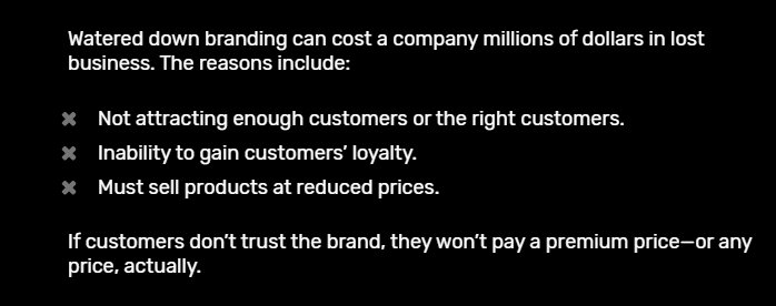Watered-down branding costs.