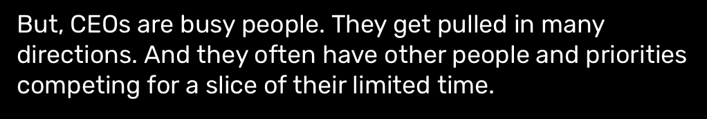 CEOs: busy, pulled in many directions.