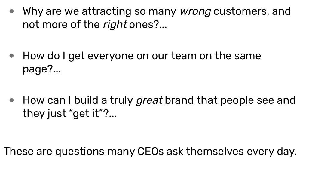CEO questions about customers and branding.