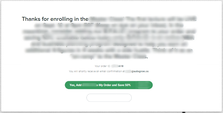 Upsell offer to save 50%.