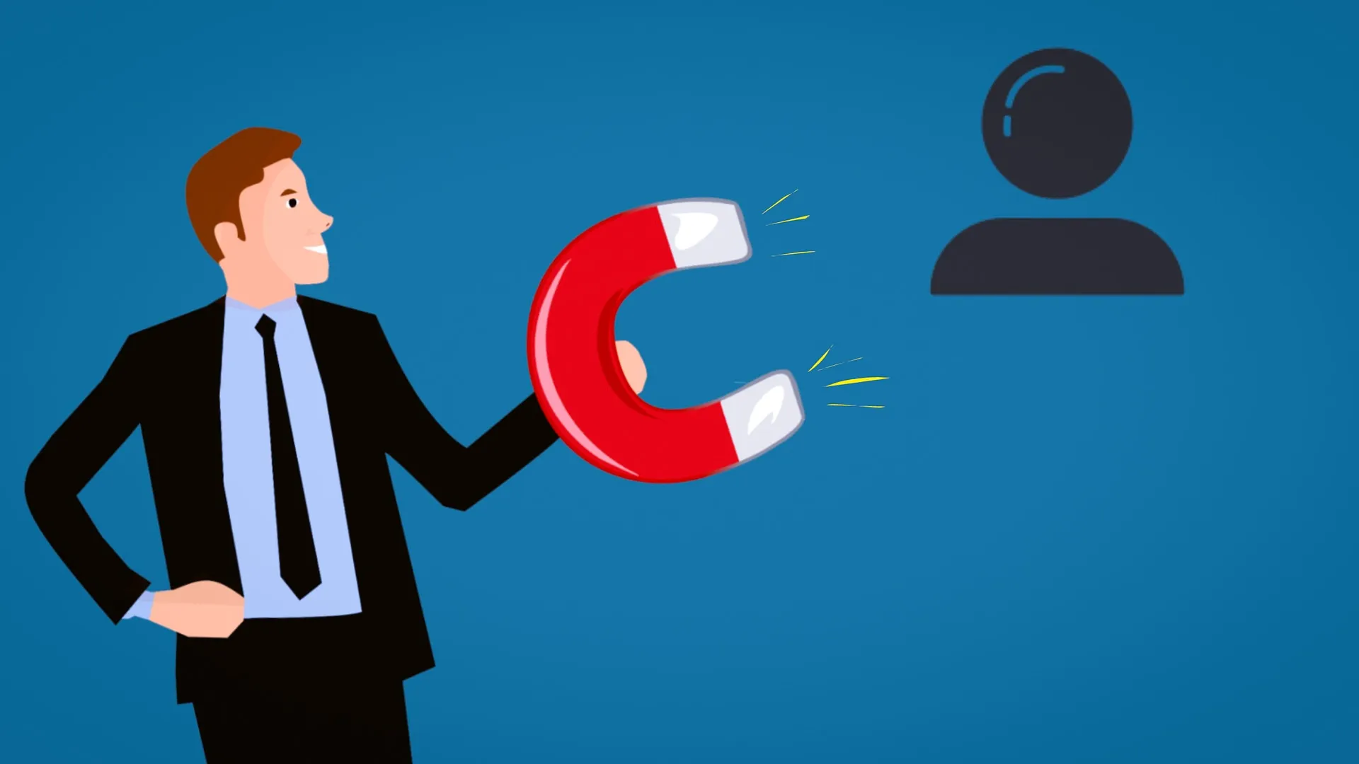 Man attracts customer with lead magnet.