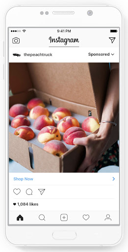 Instagram ad for peaches. Shop now.