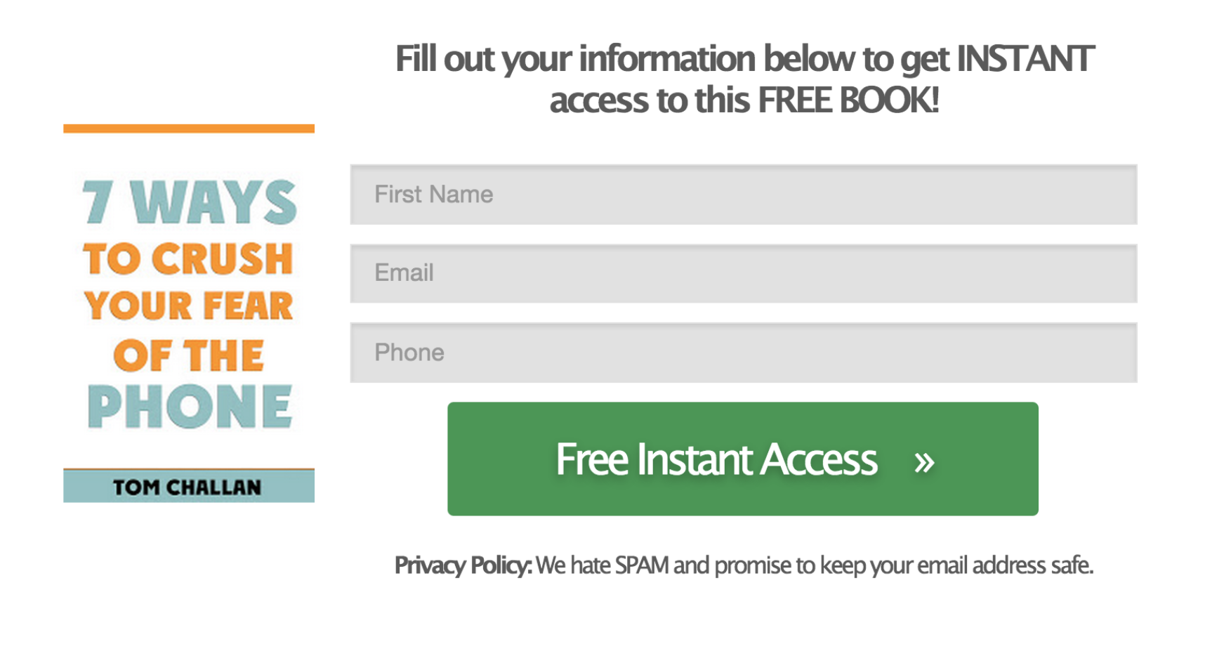 Free book signup form.