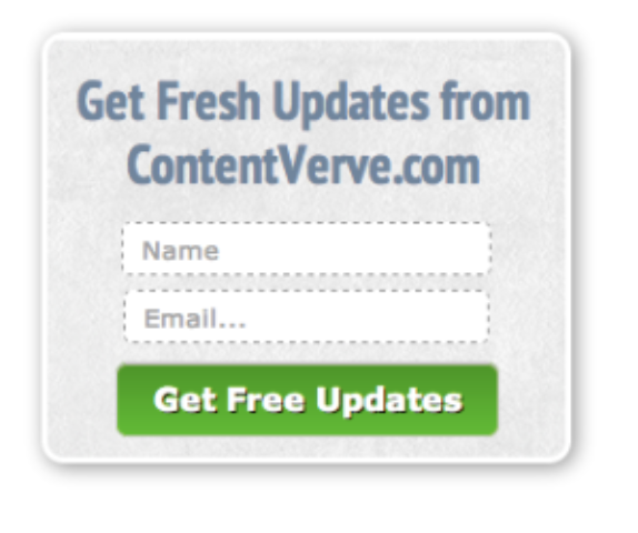 Newsletter signup form for ContentVerve.com.