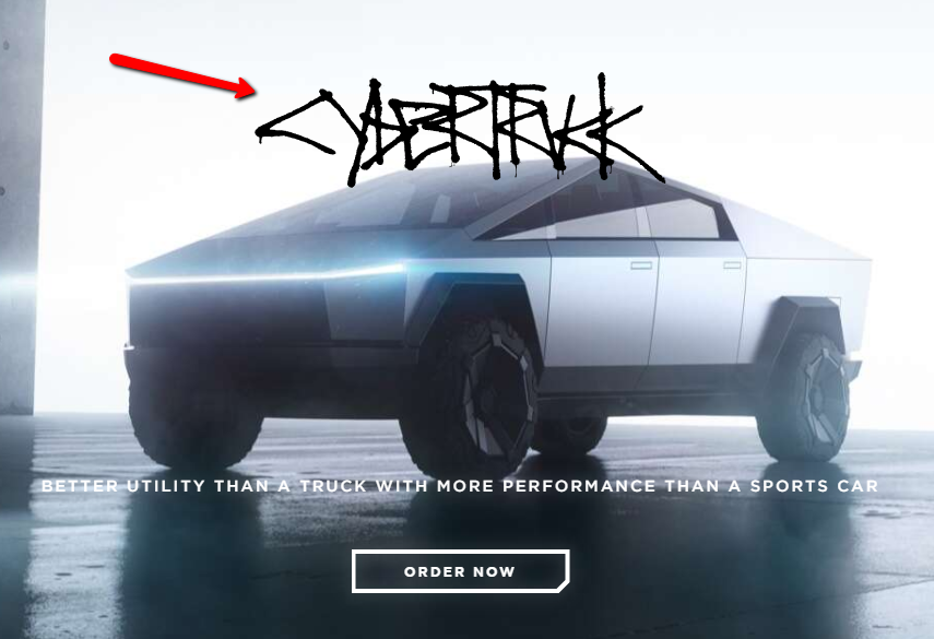 Cybertruck logo, graffiti style.