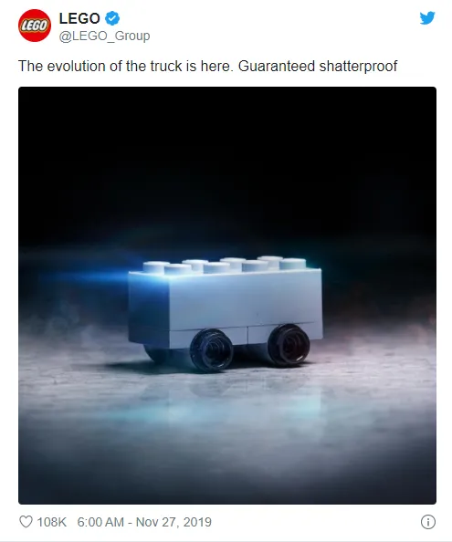 Lego Cybertruck model.