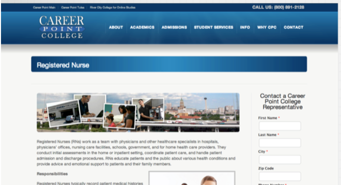 College website, RN program.