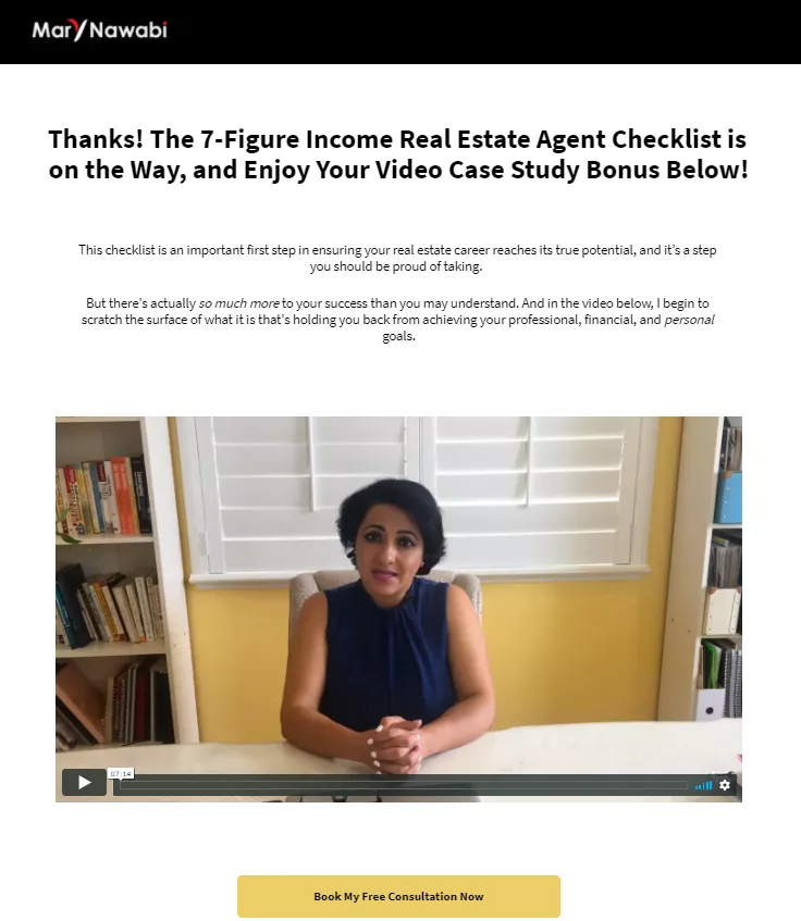 Woman in video, real estate coaching.
