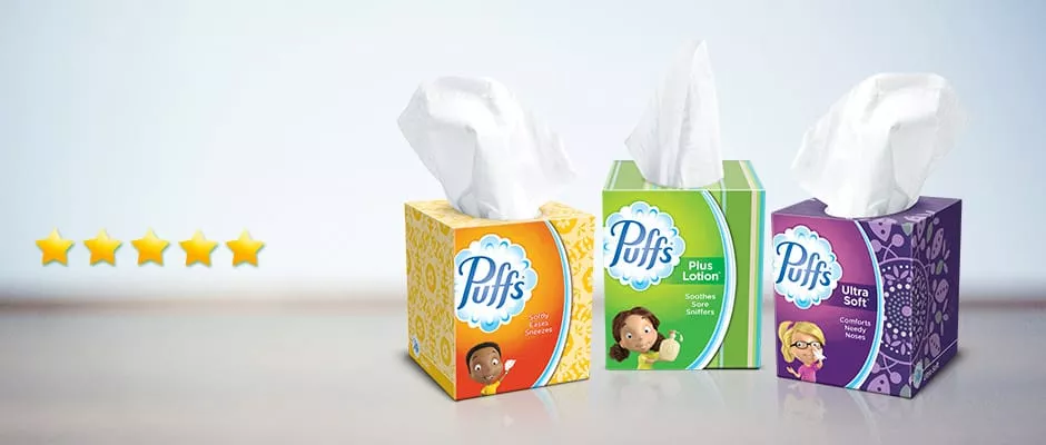Puffs tissues, various types.