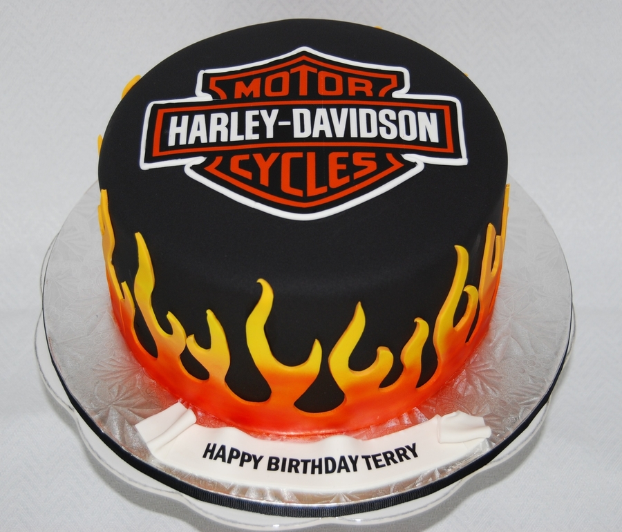 Harley-Davidson cake, fire design.