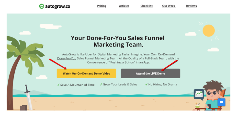 Growbo's done-for-you sales funnel.