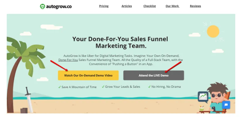 Growbo's done-for-you sales funnel.