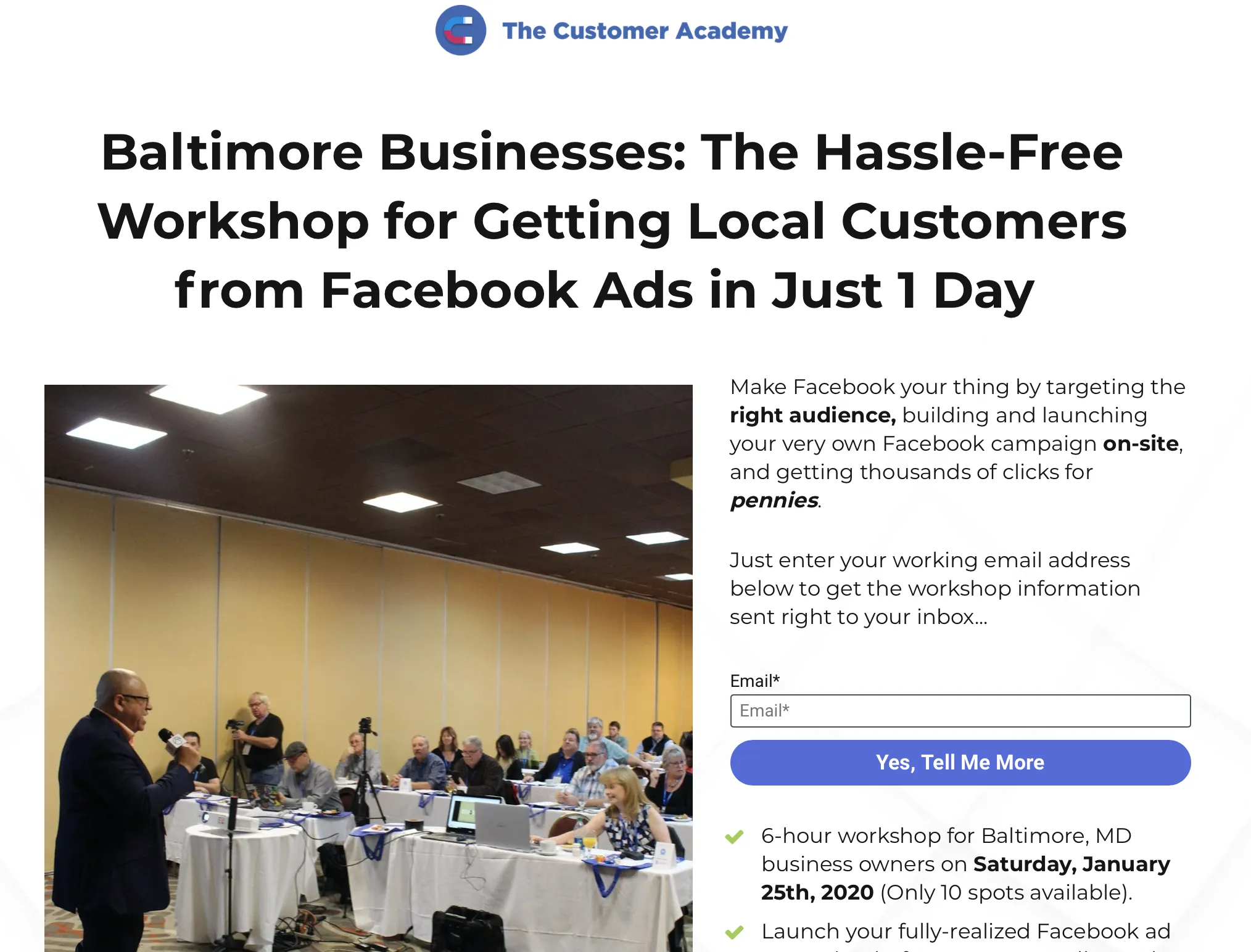 Baltimore Facebook ad workshop. Sign up now.