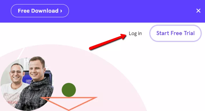 Login or free trial buttons.