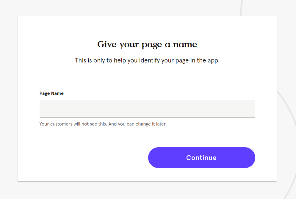 Page name input field.