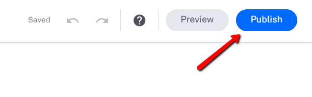 Publish button for webpage.