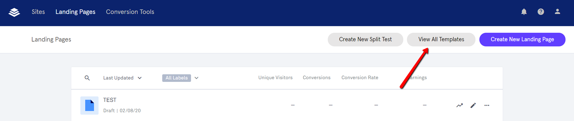 Button to view templates.