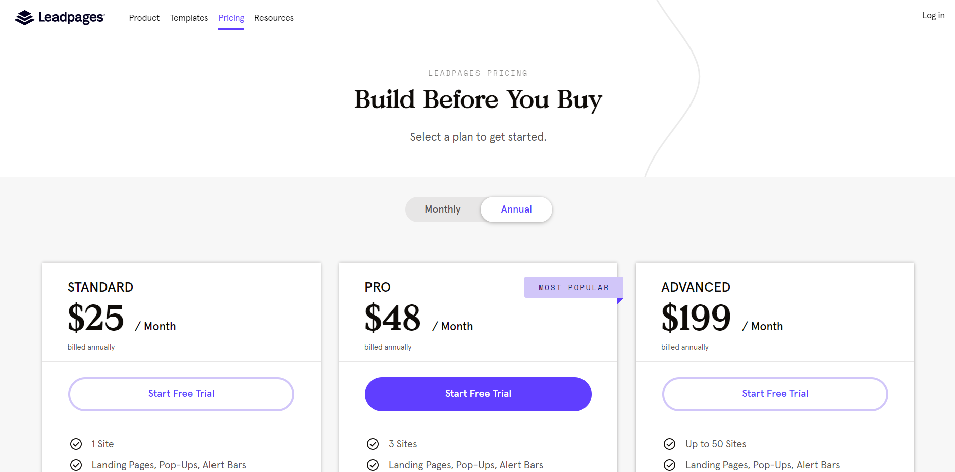 Start free trial button.