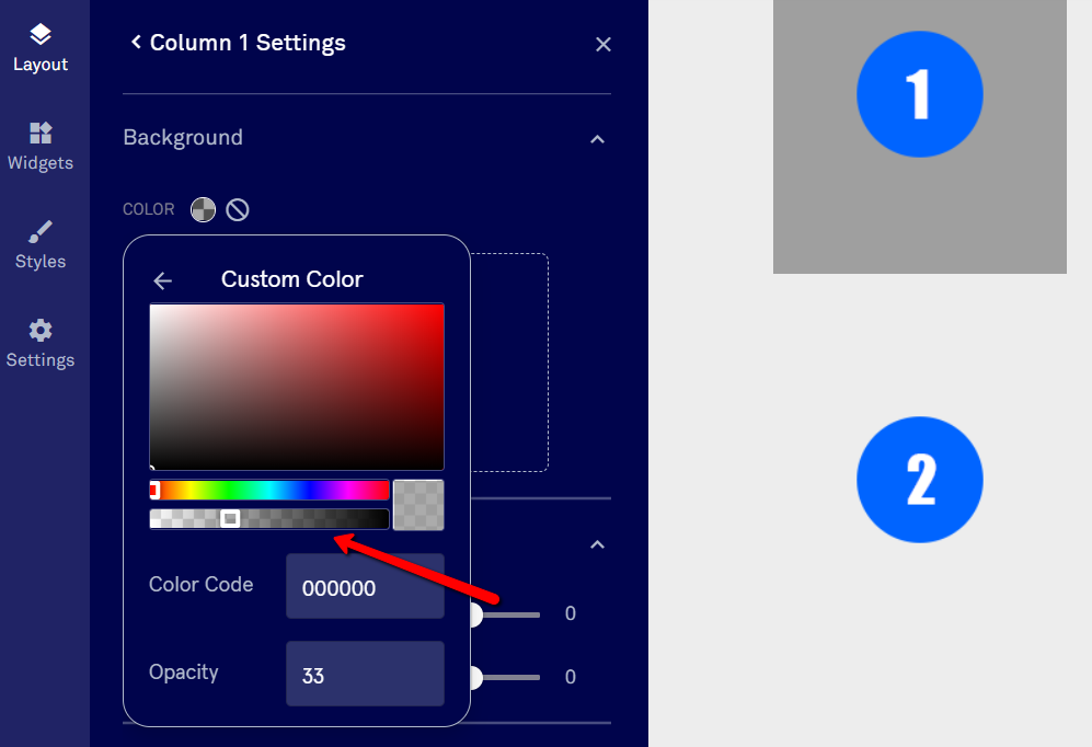 Website design color settings.